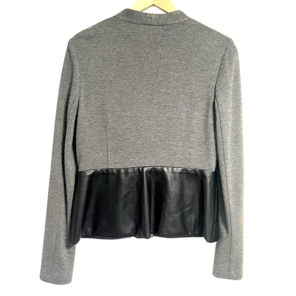 Bailey 44 Knit‎ Blazer Jacket Womens Size M Gray Faux Leather Trim Career - Picture 2 of 11